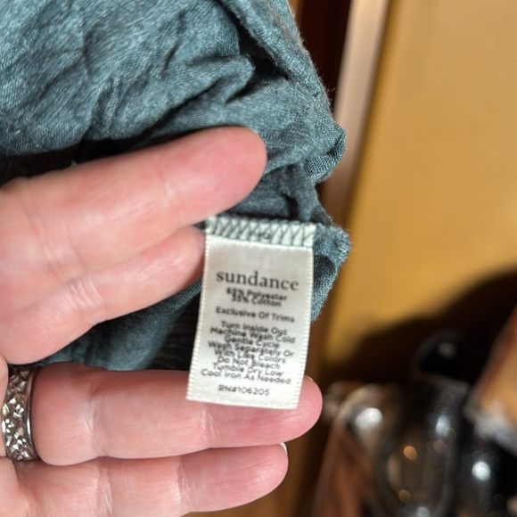 Sundance Romance Textured Short-Sleeve Tee Top Eyelet Lace-Trim Teal Size Small - Picture 6 of 7